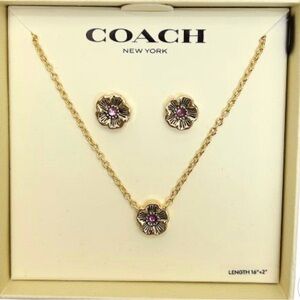 NWT NO DNA Coach poppy necklace and earrings gift set retail $128